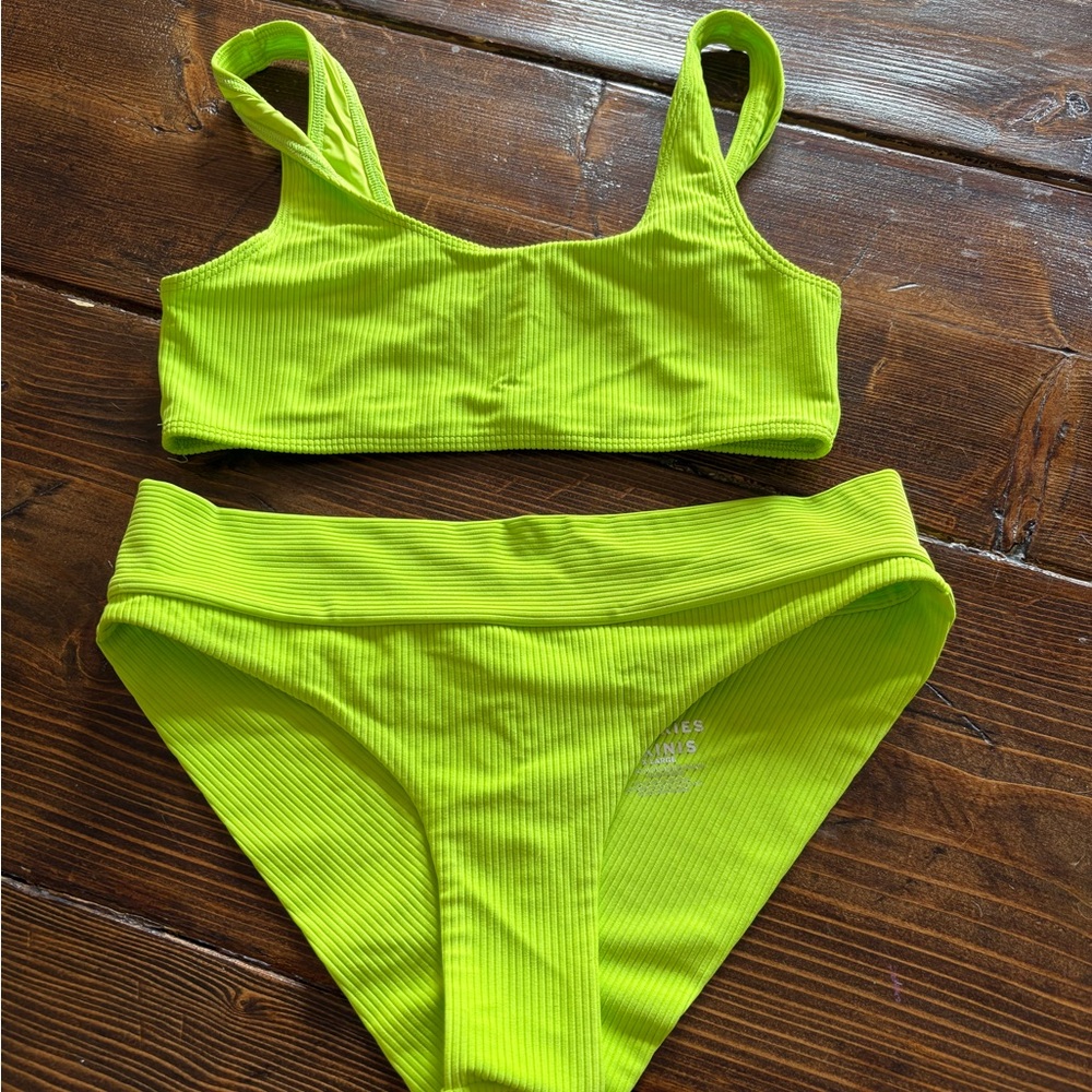 Neon Green Ribbed Bikini Set